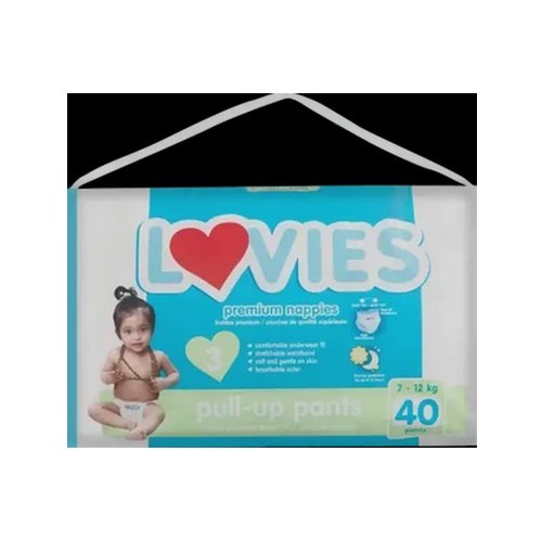 Lovies Premium Pull-Up Pants Size 3 Nappies 40 Pack