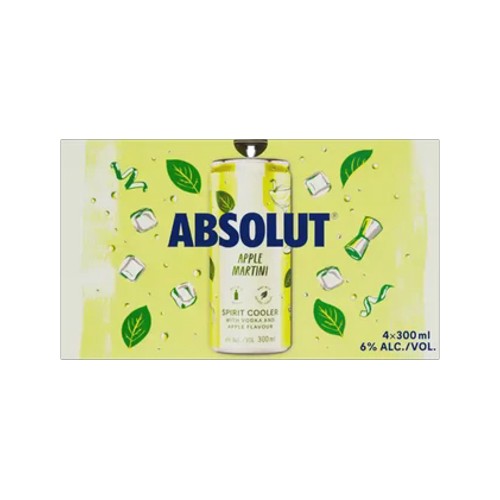 absolut apple martini spirit cooler 4 x 300ml