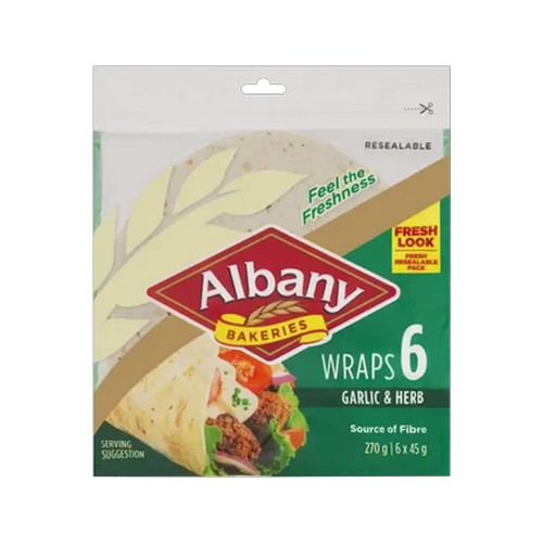 albany garlic & herb wraps 6-pack