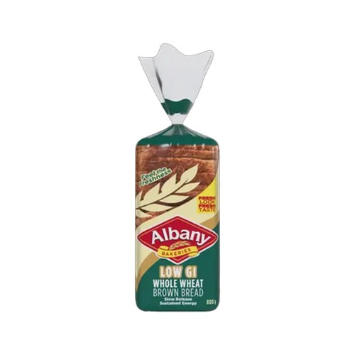 albany low gi wholewheat brown bread 800g