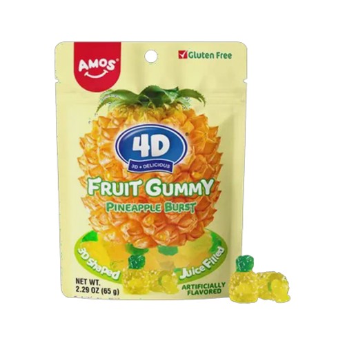 amos pineapple burst 4d fruit gummy 65g