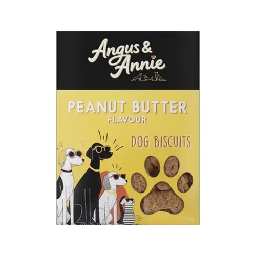 angus & annie peanut butter flavour dog biscuits 1kg