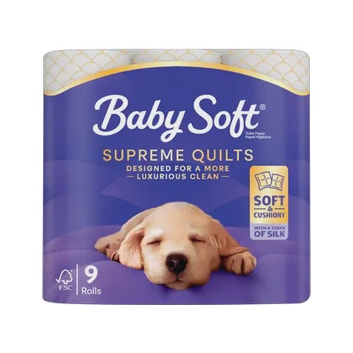 baby soft 2 ply supreme quilts luxury toilet tissue roll 9 pack