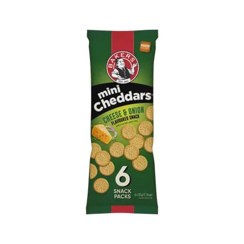 Bakers Cheese & Onion Flavoured Mini Cheddars Pack 6 x 33g