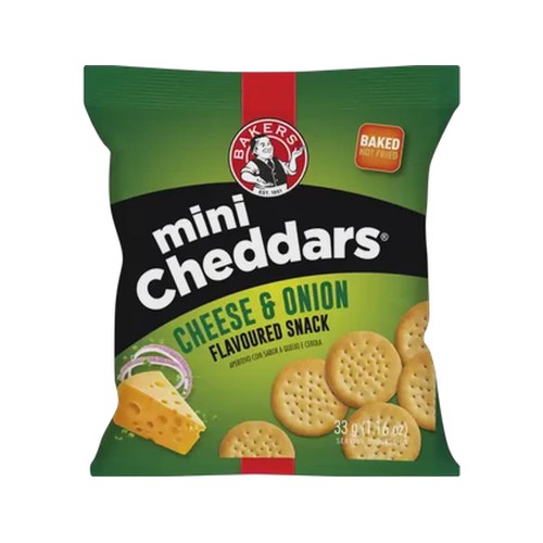 bakers mini cheddars cheese & onion flavoured snack 33g