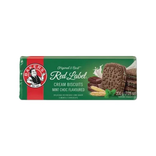 Bakers Red Label Mint Chocolate Flavoured Cream Biscuits 200g
