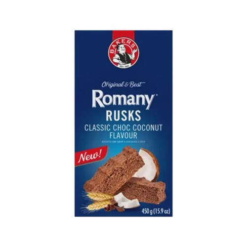 Bakers Romany Classic Choc Coconut Flavour Rusks 450g