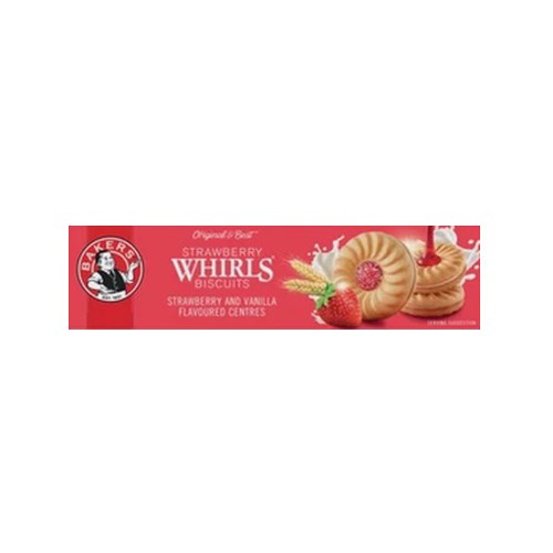 Bakers Strawberry & Vanilla Flavoured Whirl Biscuits 200g