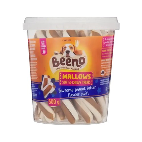 beeno mallows peanut butter flavour dog treats 500g