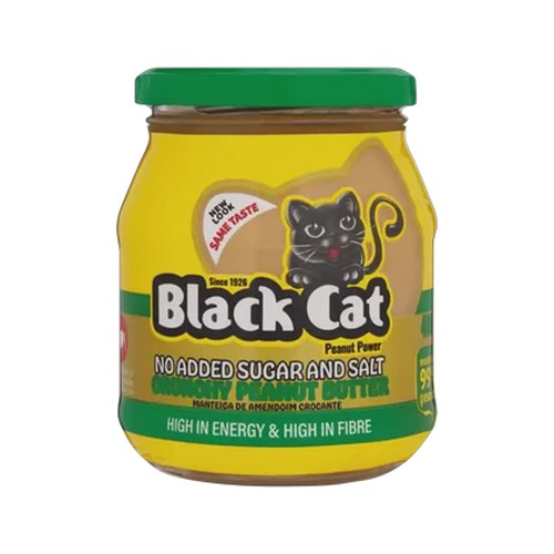 black cat no added sugar and salt crunchy peanut butter 400g jar