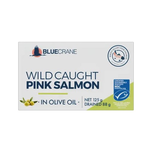 blue crane wild caught pink salmon in olive oil 125g