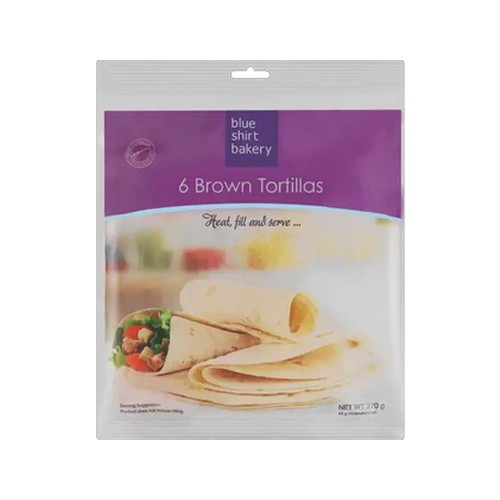 blue shirt bakery brown tortillas 6 pack