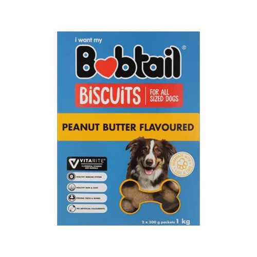 bobtail peanut butter flavoured dog biscuits 1kg