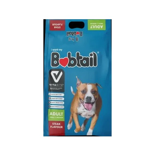 Bobtail Steak Flavour Small-Medium Adult Dry Dog Food 8kg