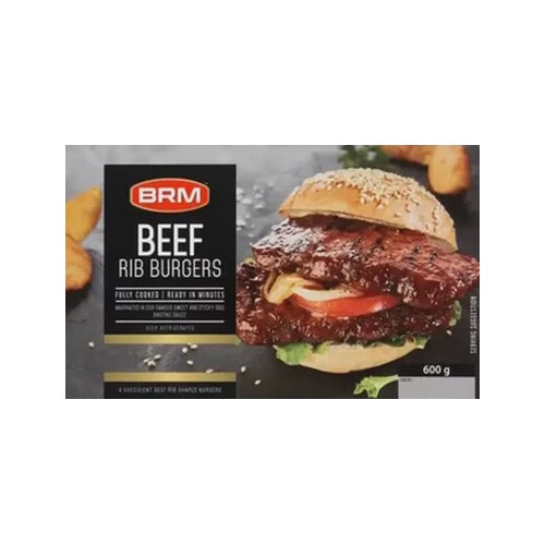 BRM Frozen Beef Rib Burgers 4 Pack