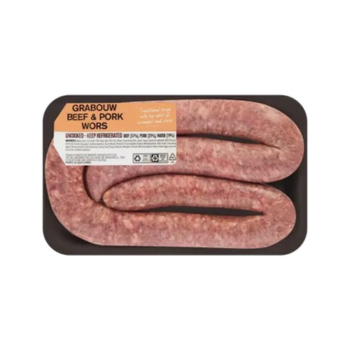 butchery grabouw beef & pork thick wors 500g - 700g