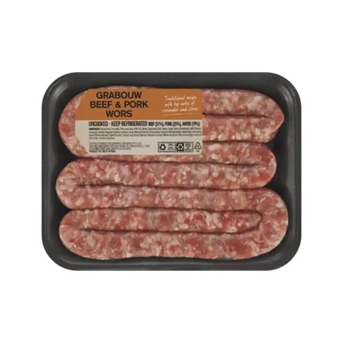 butchery grabouw beef & pork wors 300g - 500g