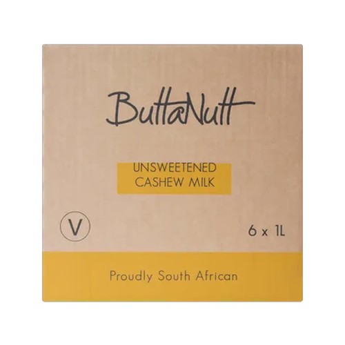 buttanutt gluten free unsweetened cashew milk 6 x 1l