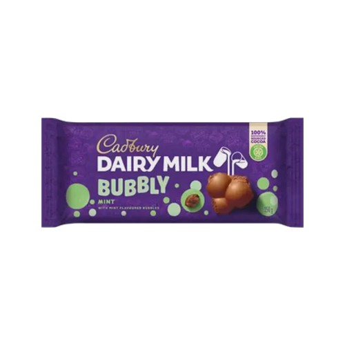 Cadbury Dairy Milk Bubbly Mint Chocolate Slab 150g