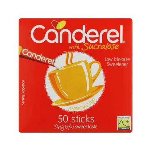 canderel sucralose low kilojoule sweetener sticks 50 pack