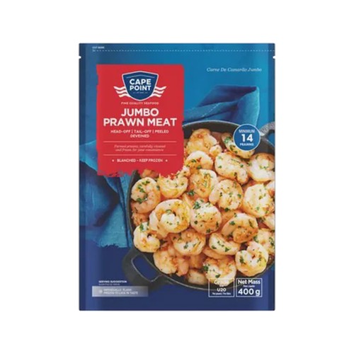 cape point frozen jumbo prawn meat 400g