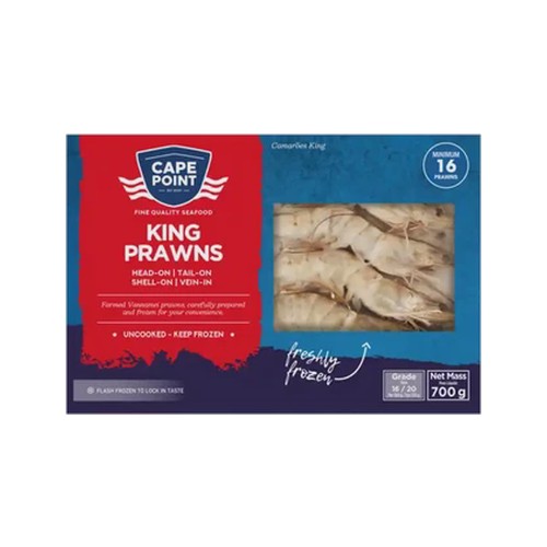 cape point frozen king prawns 700g