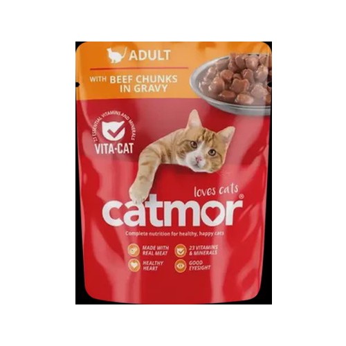Catmor Beef Adult Wet Cat Food Chunks in Gravy 70g