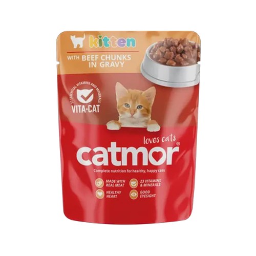 Catmor Beef Chunks In Gravy Kitten Wet Cat Food 70g
