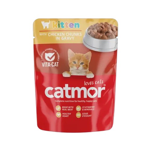 catmor chicken chunks in gravy kitten wet cat food 70g