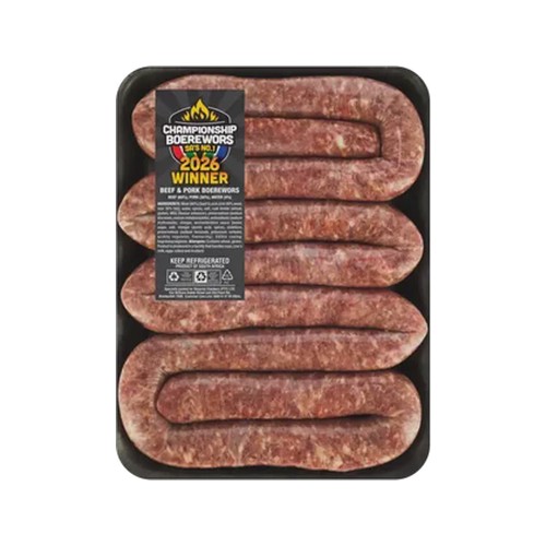 championship boerewors bulk beef & pork boerewors 1000g - 1200g