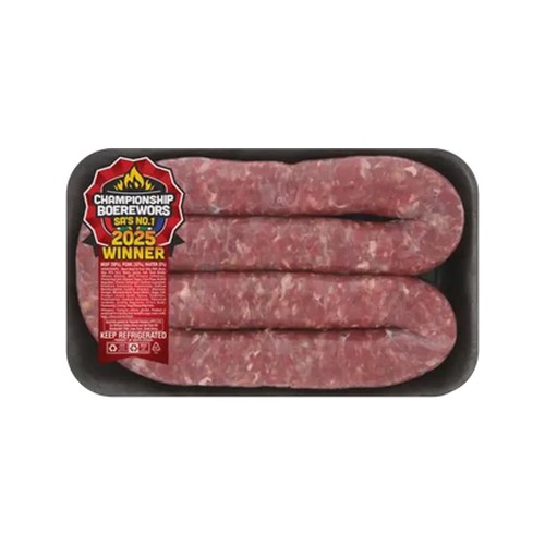 championship boerewors rosette beef & pork thick boerewors 400g - 600g
