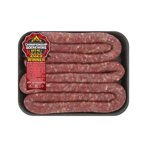 championship boerewors rosette beef & pork thin boerewors 300g - 500g