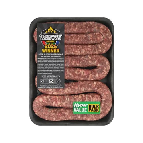championship boerewors value pack beef & pork boerewors 1000g - 1200g