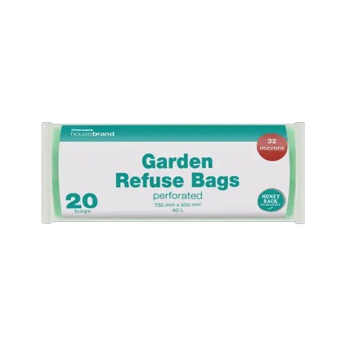 checkers housebrand 20 pack garden refuse bags 80l 750mm x 950mm