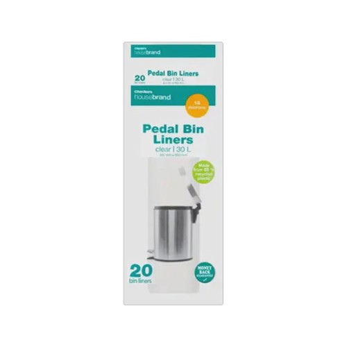 checkers housebrand clear pedal bin liners 30l 20 pack