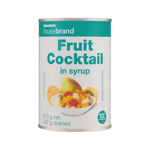 checkers housebrand fruit cocktail in syrup can 410g