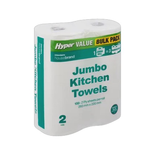 checkers housebrand hyper value jumbo 2-ply kitchen towels 2 pack