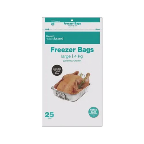 checkers housebrand large freezer bags 25 pack