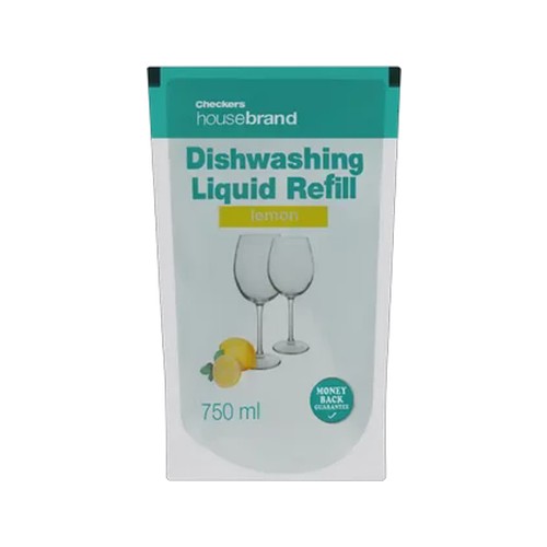 checkers housebrand lemon dishwashing liquid refill pack 750ml