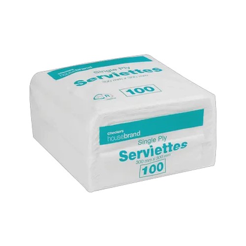 checkers housebrand single ply serviettes 100 pack
