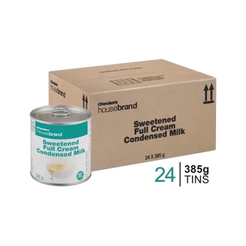 checkers housebrand sweetened full cream condensed milk 24 x 385g