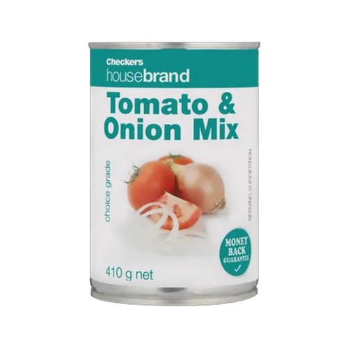 checkers housebrand tomato & onion mix 410g
