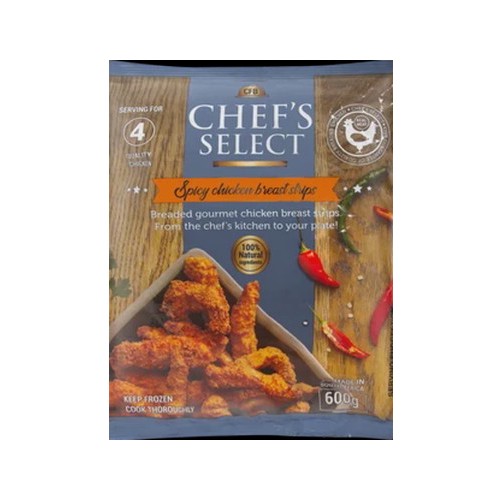 Chef's Select Frozen Spicy Chicken Breast Strips 600g