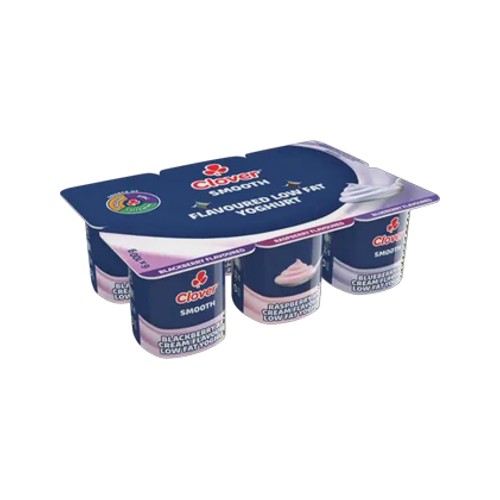 Clover Assorted Berry Flavoured Smooth Low Fat Yoghurt 6 x 100g