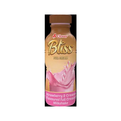 clover bliss strawberry & cream flavoured full cream milkshake 300ml