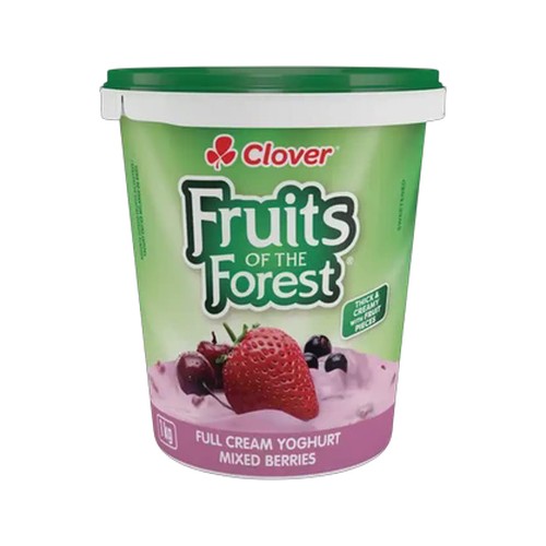 clover fruits of the forest mixed berries full cream yoghurt 1kg