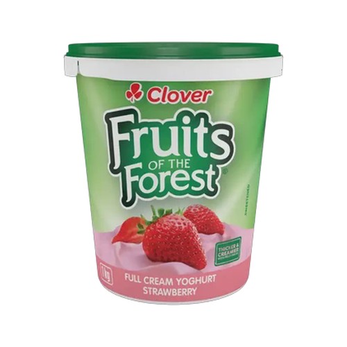 clover fruits of the forest strawberry full cream yoghurt 1kg