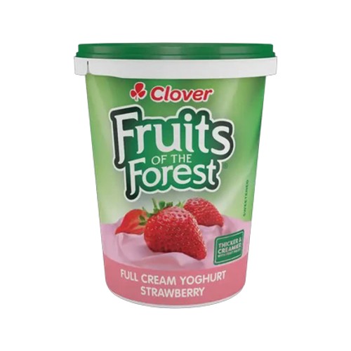 clover fruits of the forest strawberry full cream yoghurt 500g