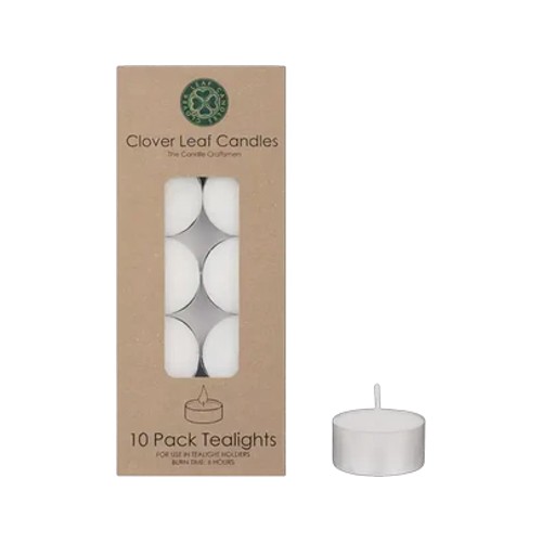 clover leaf candles white tealight candles 10-pack