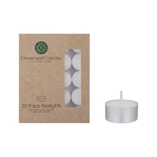 clover leaf candles white unscented tealight candles 20-pack